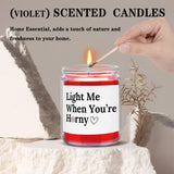 Naughty Gifts For Him/Her Funny Gifts For Boyfriend Husband Couples 7Oz Violet Scented Candle Anniversary Engagement Gifts (Candle-You Are H*Rny)