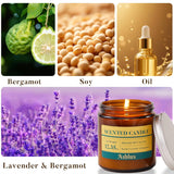 Lavender And Bergamot Candle,12.35Oz Scented Candles With 8% Essential Oils,70 Hour Burn Time Soy Wax Candles For Home Decor,Reading,Jar Candle Gifts For Women And Men