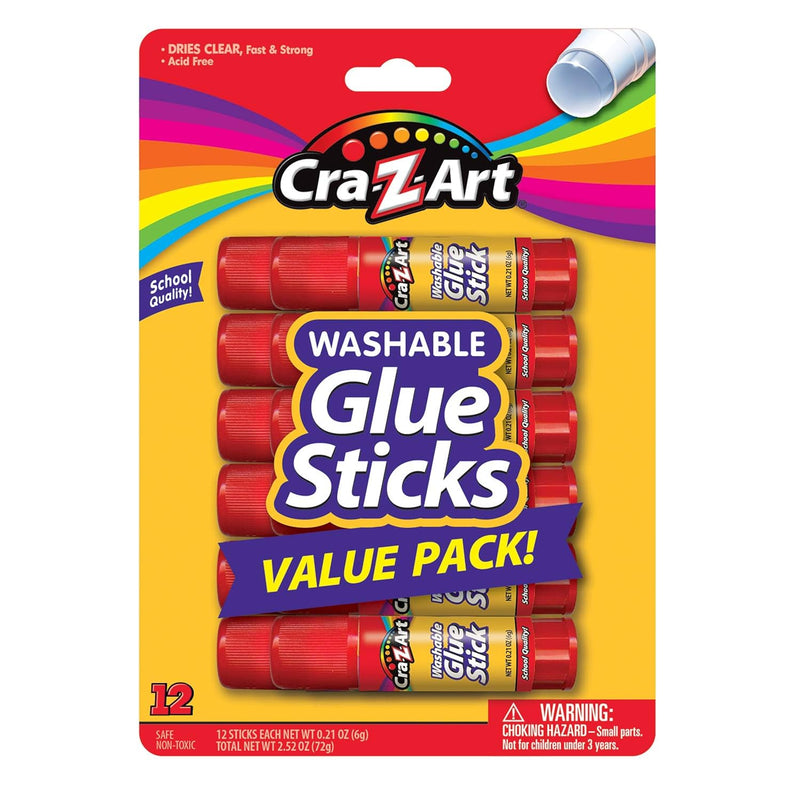 School Quality Washable Glue Sticks Value Pack, 12 Count