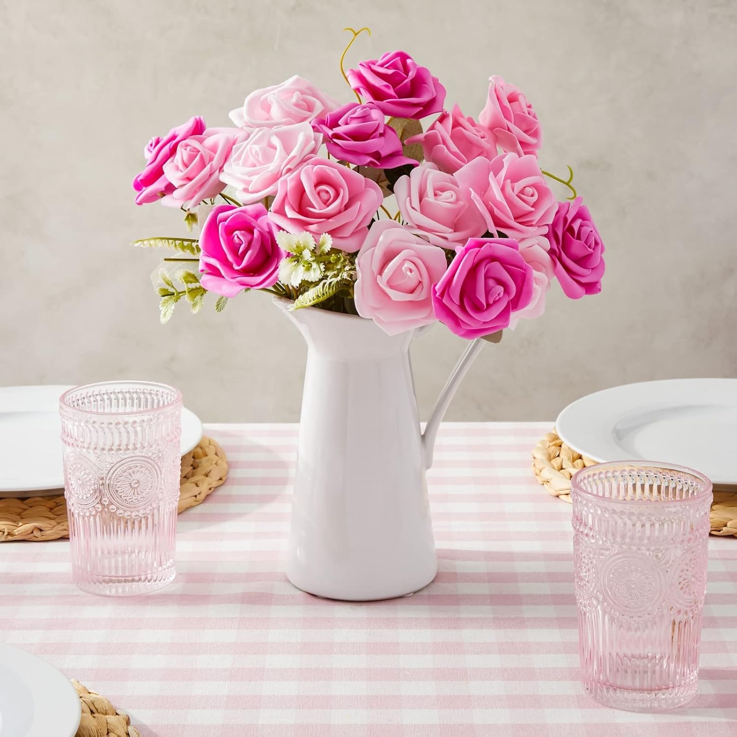 Artificial Flowers Foam Rose Heads - 3 X 1.2 In, Mixed Pink Shades, 100 Pack - Foam Roses For Flower Wall & Garland Backdrops, Wedding & Bridal Shower Decor