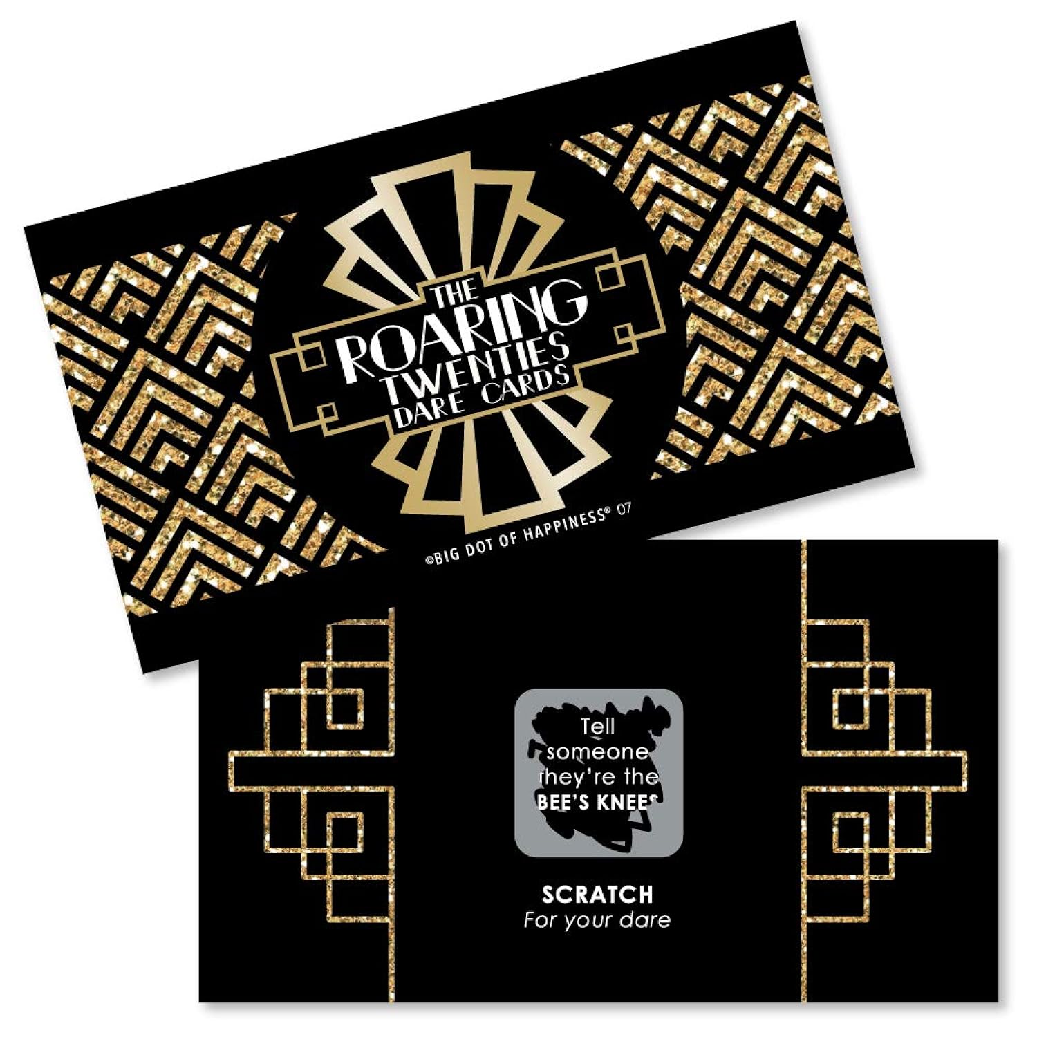 Big Dot of Happiness Roaring 20's - 1920s Art Deco Jazz Party Game Scratch Off Dare Cards - 22 Count