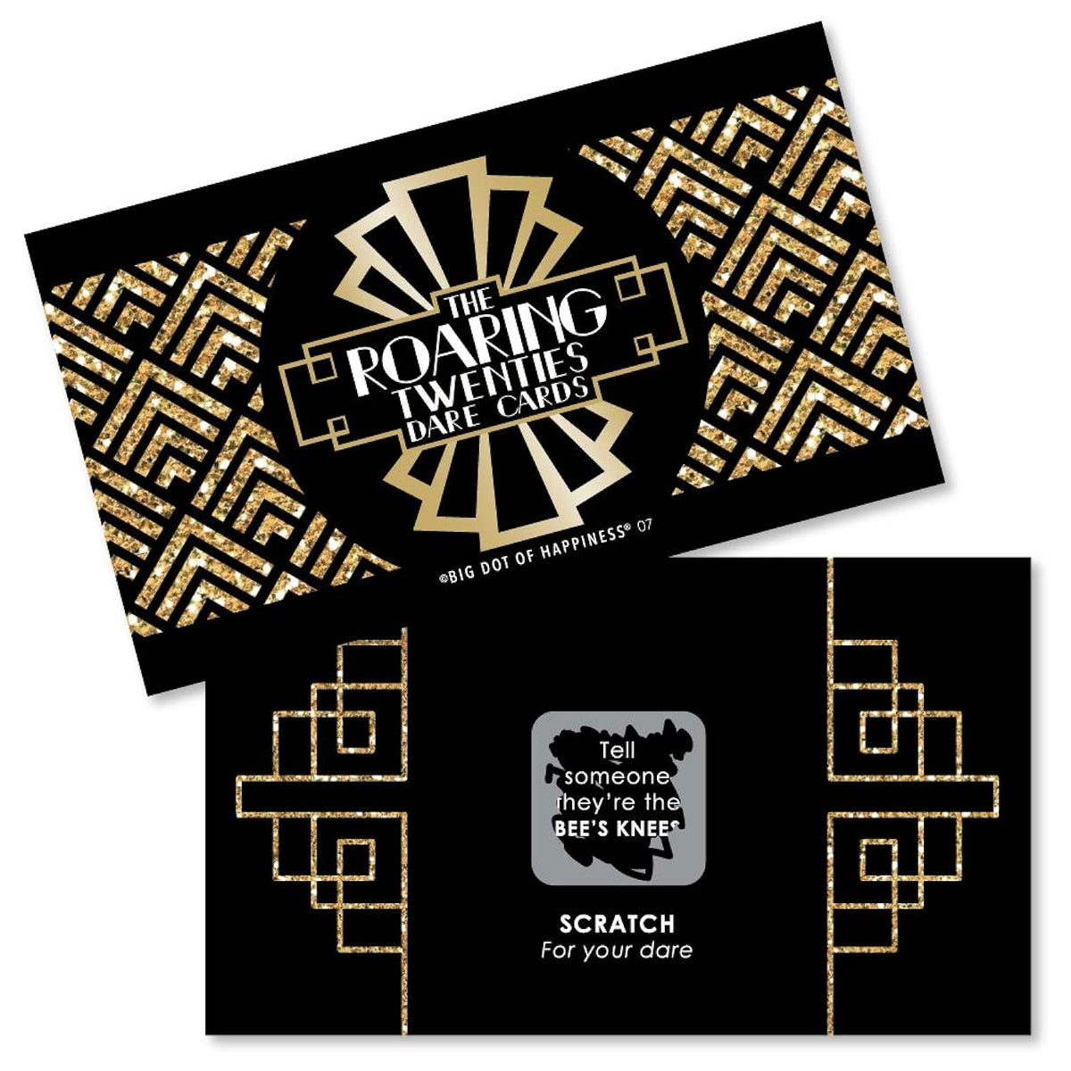 Big Dot of Happiness Roaring 20's - 1920s Art Deco Jazz Party Game Scratch Off Dare Cards - 22 Count