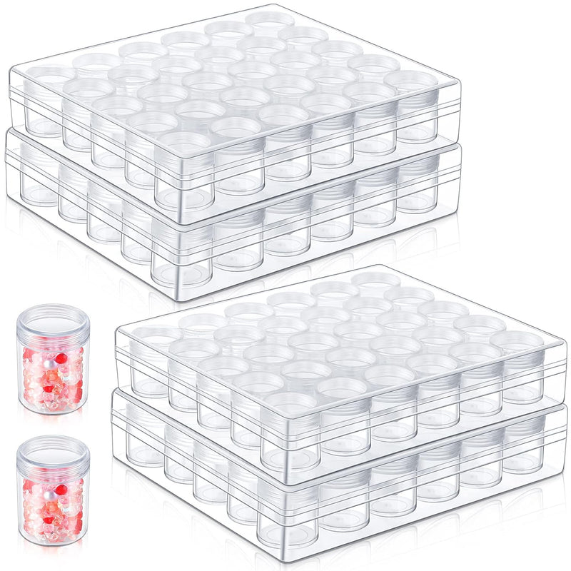 4 Pcs Bead Organizer Transparent Embroidery Bead Storage Containers Wi