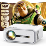 Mini Projector, 450 ANSI, WiFi, Bluetooth, 1080P, 250" Display, Portable