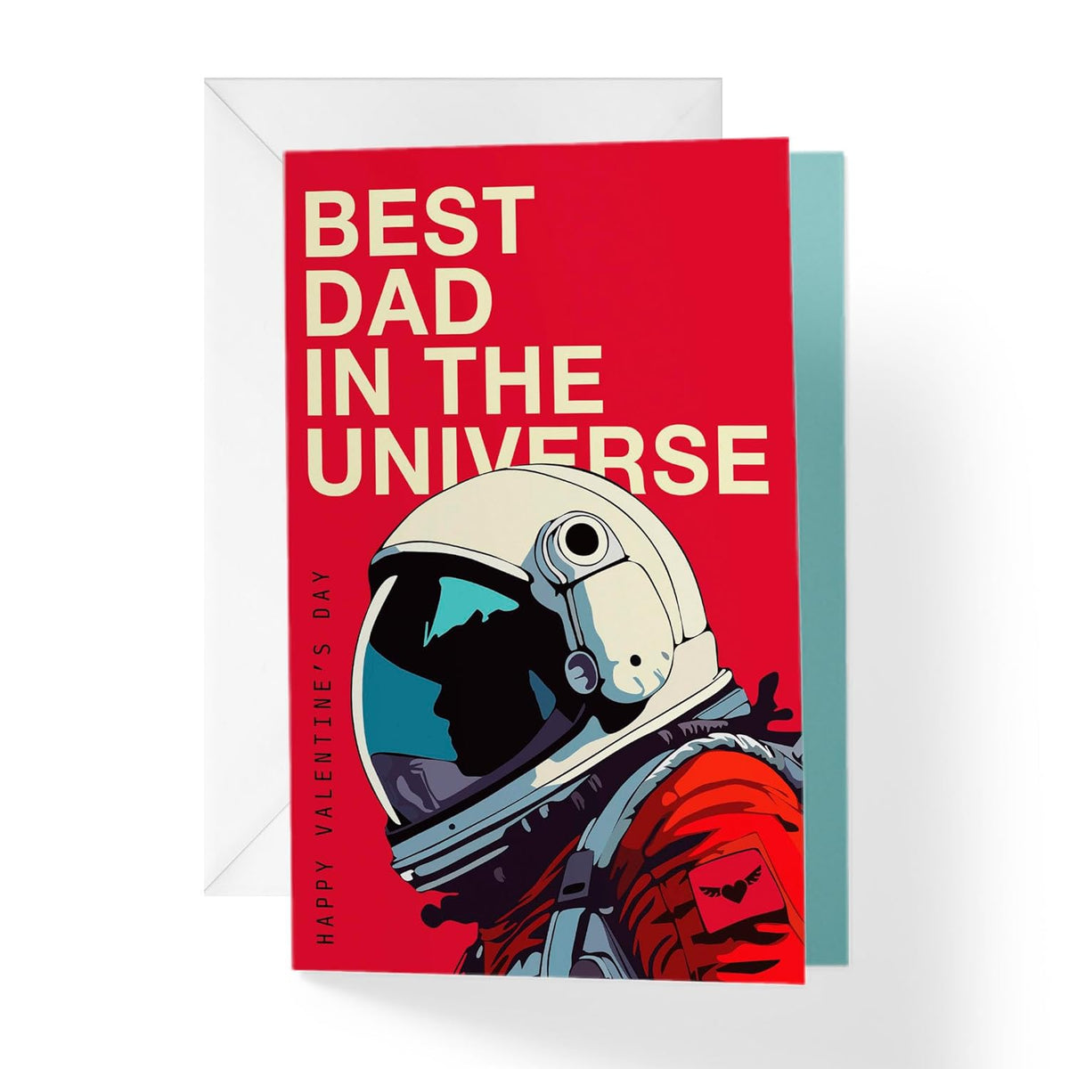 Valentines Day Card For Dad | Best Dad In The Universe | 5'X7.5' | Single Card + Envelope | Women Owned Small Business Made In Usa