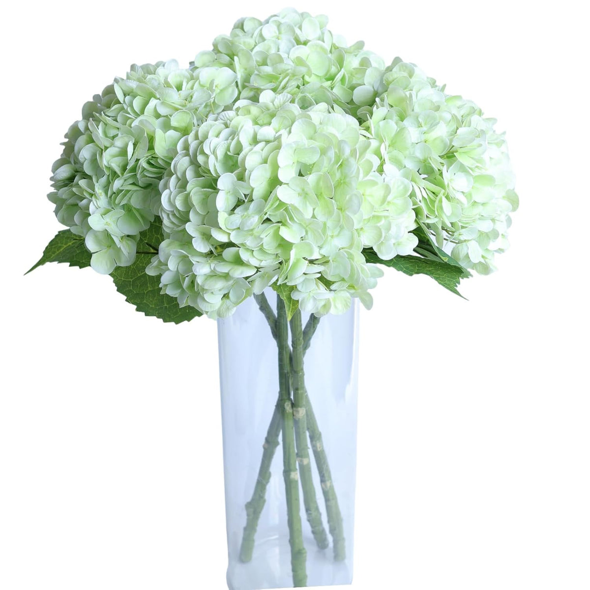 Green Hydrangea Artificial Flowers - High-End 22.5Cm Oversized Heads (4Pcs) | Real-Touch Design | Perfect For Christmas, Weddings, Home Decor, Parties & Outdoor Use (Light Green)