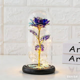 Rose Artificial Flowers Led Glass Decorative Light For Girls Women Mom Purple Led Flower For Birthday Holiday Gift Mom Grandma, Eternal Rose Gift For Her Valentine Mothers Anniversary