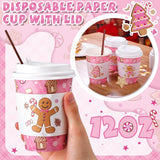 Gingerbread Man Party Disposable Coffee Cups With Lids, Sleeves And Stirrers 50 Pack 12 Oz Hot Cups Baby Shower Decoration For Fall Baby Shower Gender Reveal Party Christmas