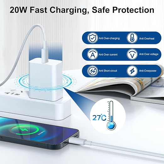 20W USB C Fast Charger with MFi Lightning Cable for iPhone & iPad