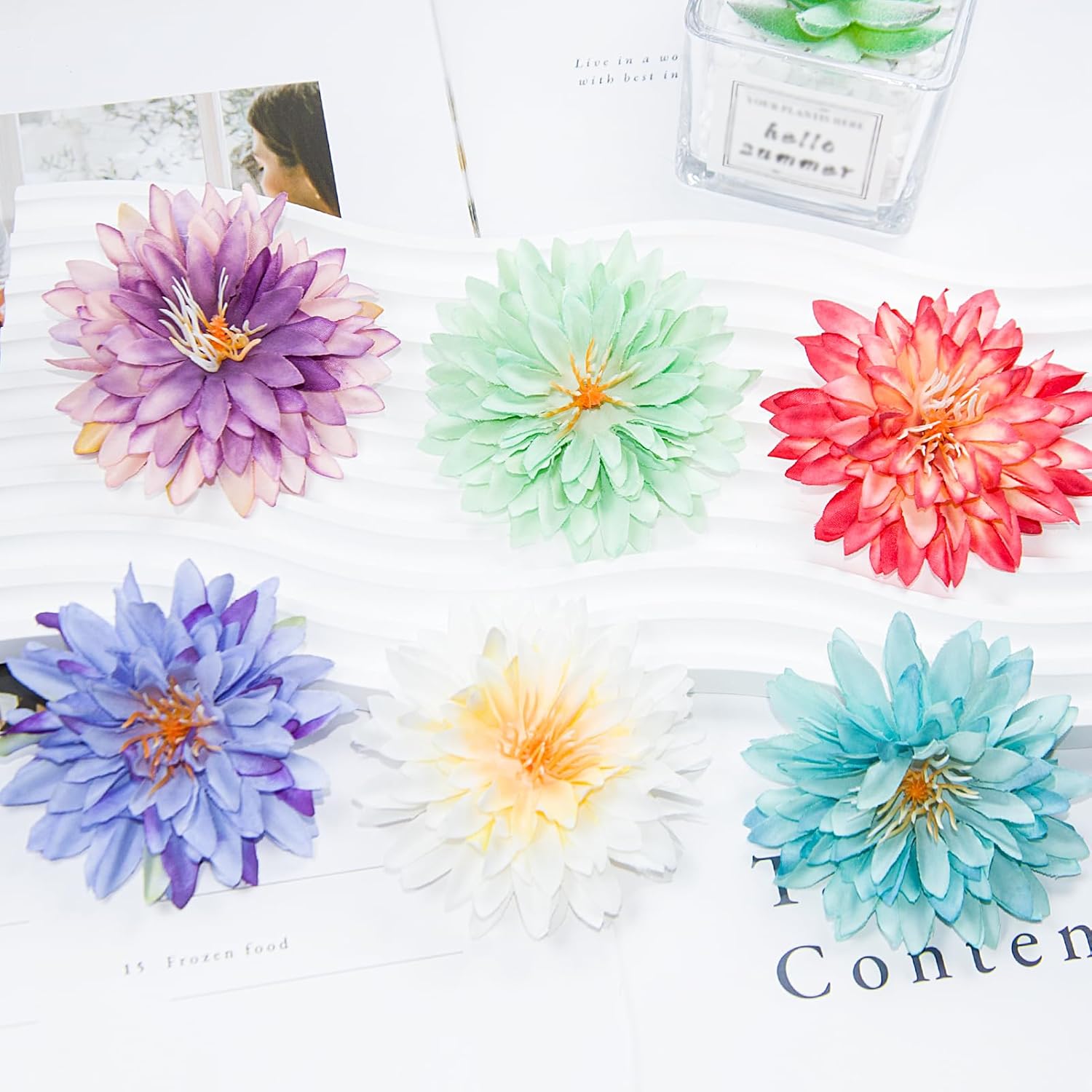 12Pcs Artificial Chrysanthemum Flowers Heads,2.95 Inch Faux Flowers For Home Decor, Stemless Fake Chrysanthemum Heads For Diy Wedding Table Garden Party Decor (Blue)