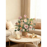 Artificial Flowers Set Champagne Coffee Silk Fake Flowers With Stems For Diy Wedding Bridal Bouquets Cake Arch Floral Arrangement Table Centerpieces Baby Shower Party Home Decorations