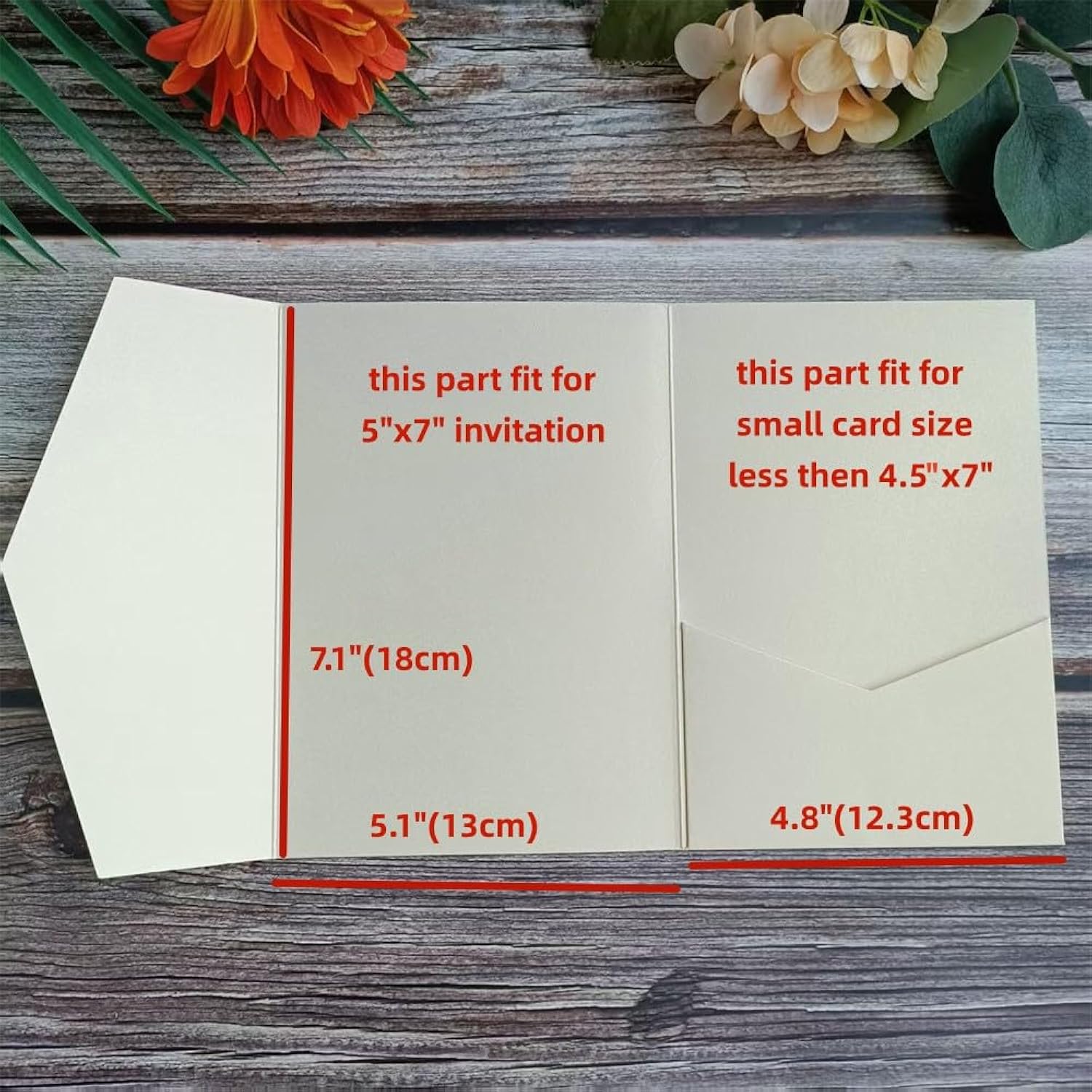 Light Gold Invitation Jacket Tri Fold Pocket Envelope Wedding Anniversary Holiday Cards Sleeve 25Pcs (Light Gold)