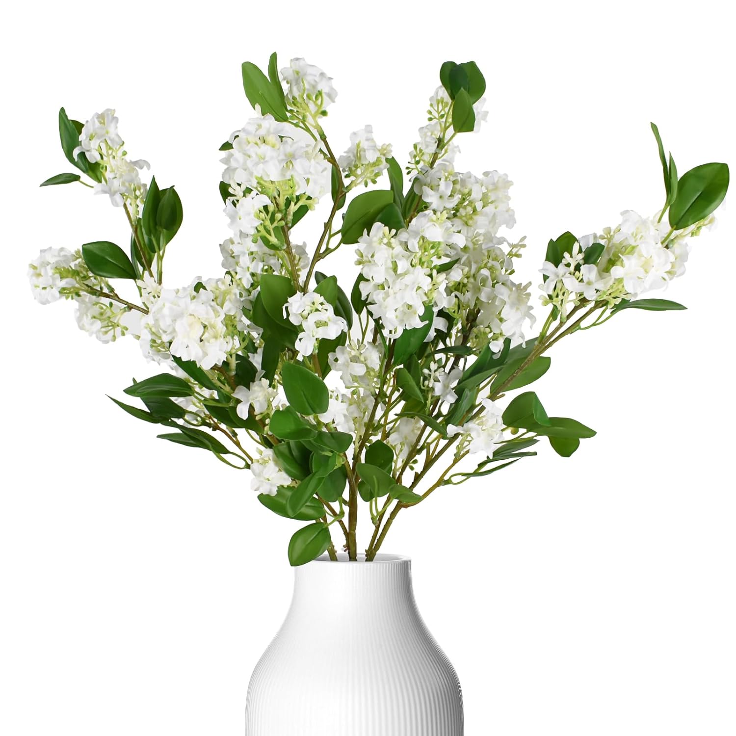 4Pcs 30” Artificial Lilac Flowers With Long Stem Faux Silk Flowers For Wedding Bridal Bouquet Wreath Table Centerpiece Outdoor Decor (White)