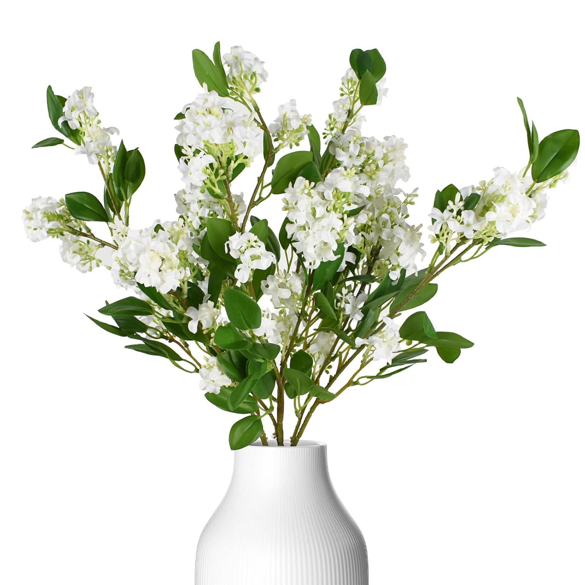 4Pcs 30” Artificial Lilac Flowers With Long Stem Faux Silk Flowers For Wedding Bridal Bouquet Wreath Table Centerpiece Outdoor Decor (White)