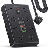 Surge Protector Power Strip with 16 Outlets 6 USB Ports 3 USB C 6.5FT Flat Plug Extension Cord