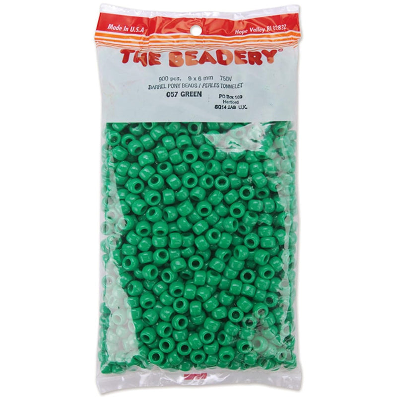 6 By 9Mm Barrel Pony Bead, Green, 900-Pieces