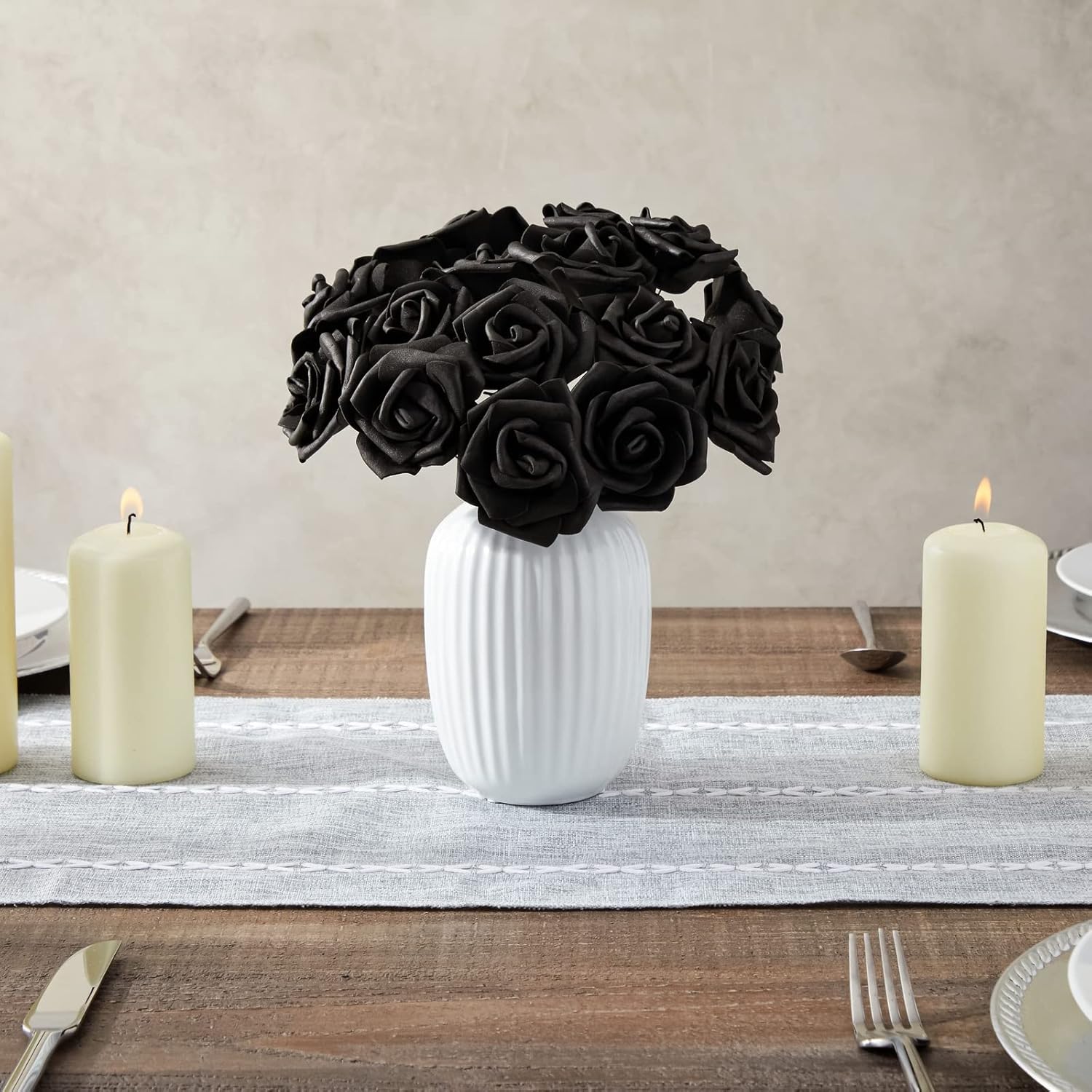 100-Pack Black Artificial Flowers, Fake Foam Flowers For Halloween Decorations, Diy Crafts, Bouquets, And Black-Themed Parties (3 Inches)