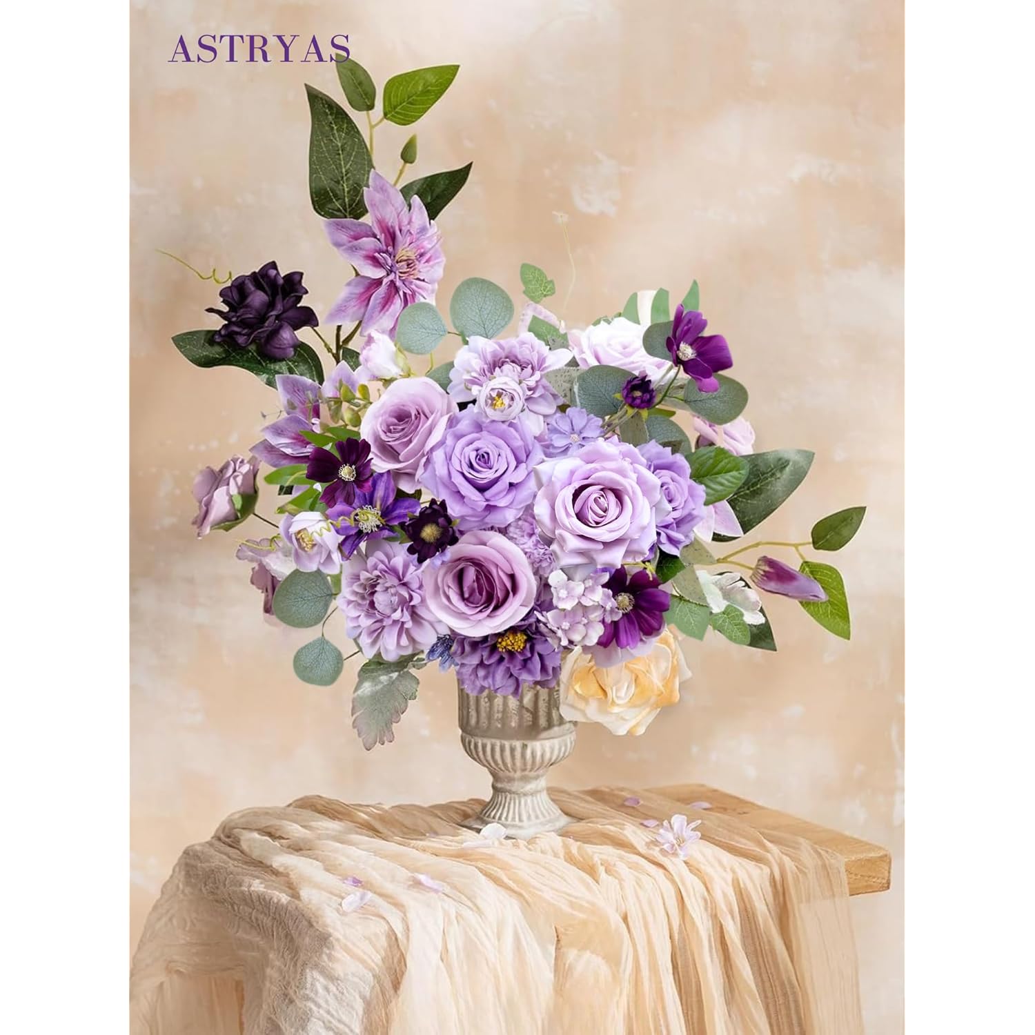 Purple Artificial Flowers Combo Mix Fake Roses Faux Peony Silk Dahlia With Stems For Diy Wedding Bouquets Centerpieces Arrangements Bridal Shower Party Home Decorations Floral Arrangements