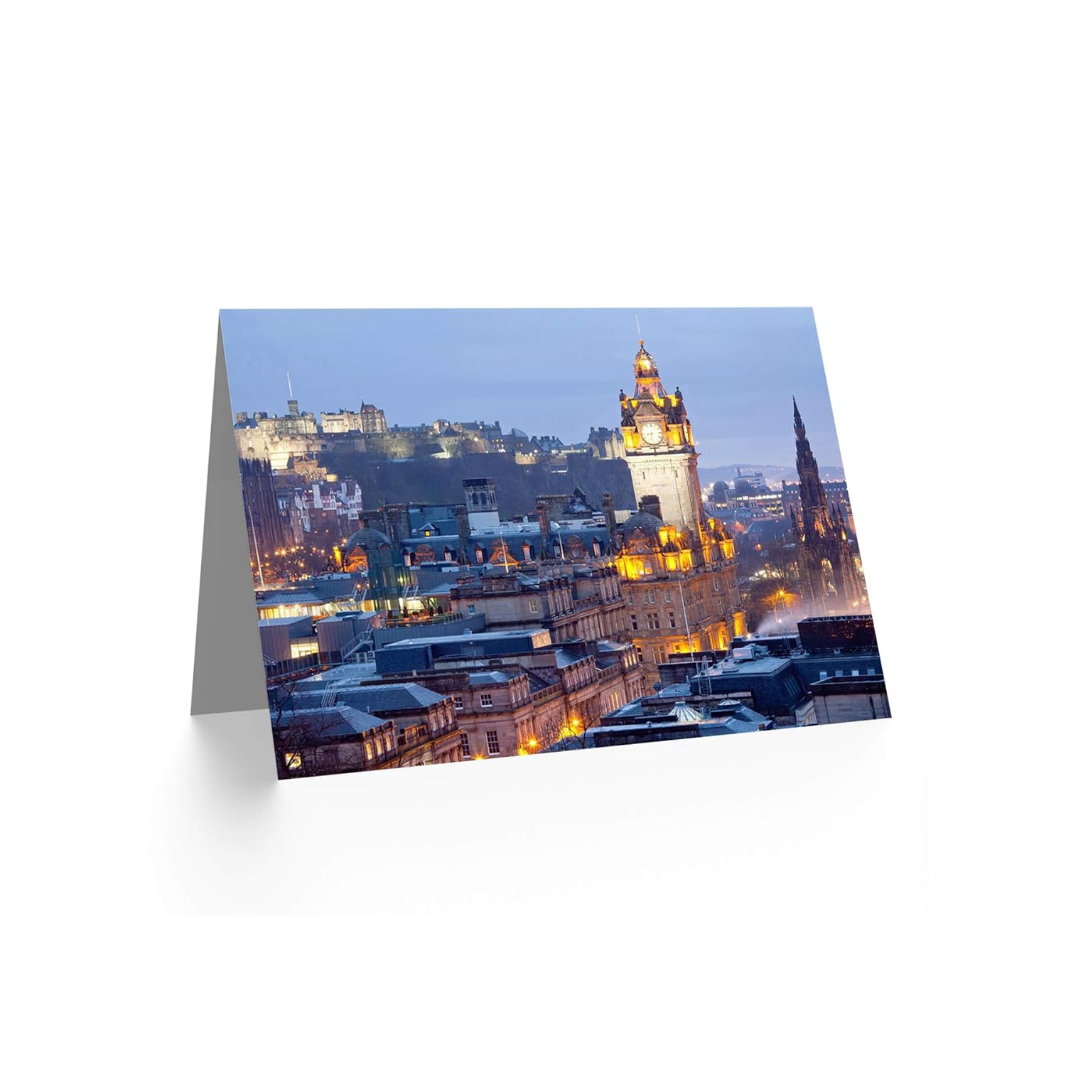 Edinburgh Castle Night City View Birthday Art Sealed Greeting Card Plus Envelope Blank Inside