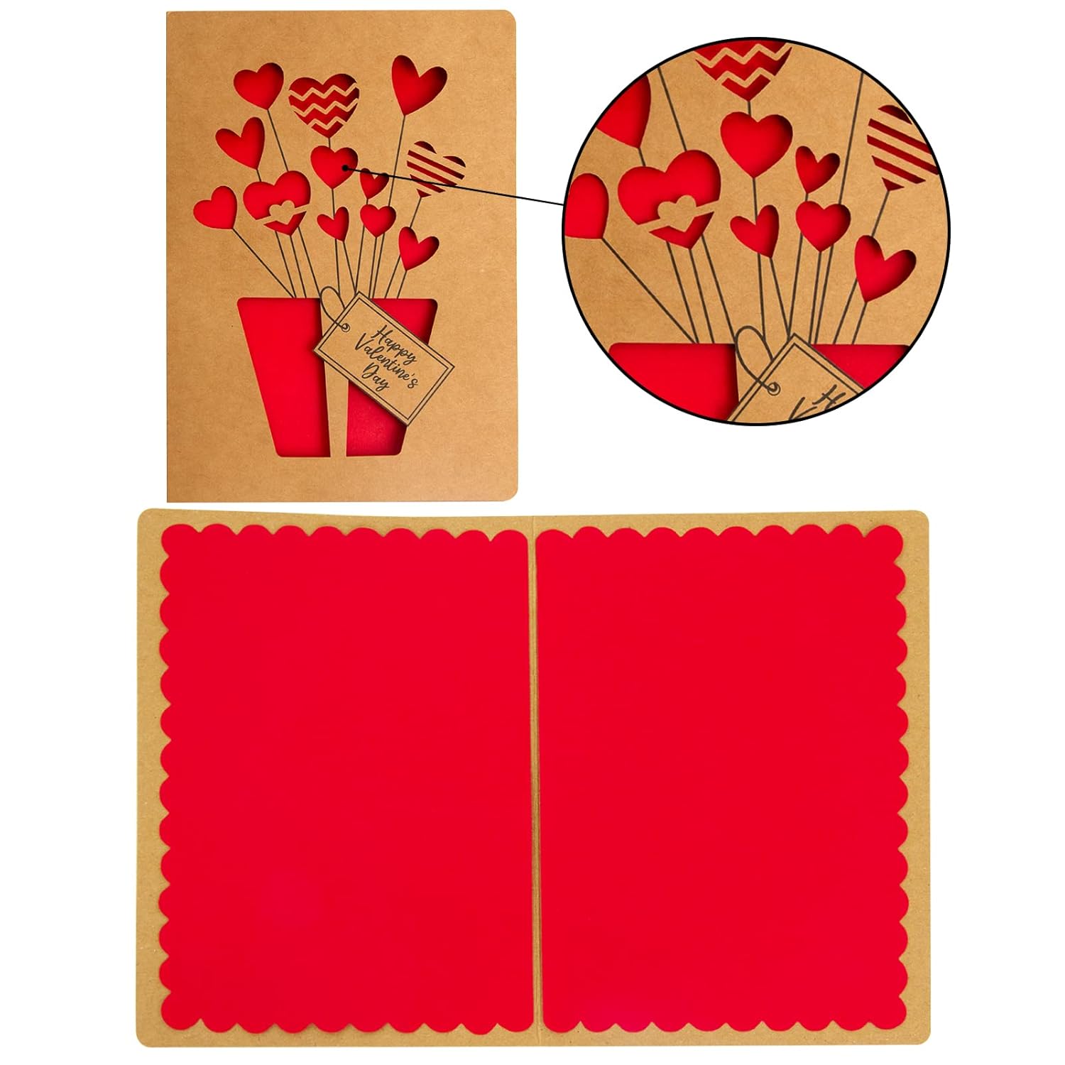 Valentines Cards With Envelopes 12 Pcs Valentines Day Cards Bulk Kraft Romantic Die Cut Design