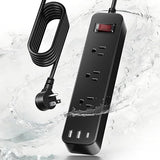 Outdoor Waterproof Power Strip 3 Outlets 3 USB Ports IPX6 6FT Extension Cord