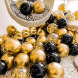 Black Gold Confetti Latex Balloons - 60 Pack 12 Inch Helium Black Gold Confetti Balloons For Wedding Graduation Baby Shower Birthday Party Decorations