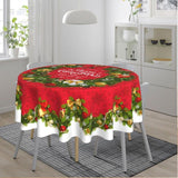Christmas Tablecloth Round 60 Inch Christmas Wreath With Garland Tablecloth Red Table Cover For Dining Kitchen Holiday Party Picnic Home Decor