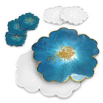 Silicone Resin Molds, 1Pcs Large Resin Tray Mold And 5Pcs Coaster Molds For Resin Casting, Flower Shape Epoxy Resin Casting Molds For Diy, Home Decoration, Table Wine Tray-6 Pcs