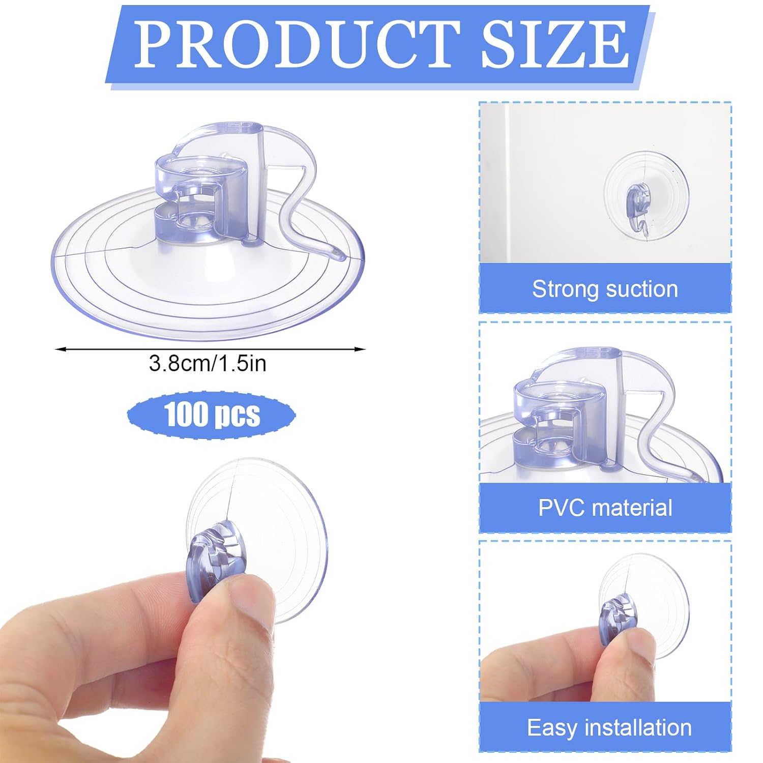 100Pcs Christmas Light Suction 1.5 Inches Light Clips Strong Suction Cup Holders For Hang String Christmas Lights Seasonal Lights And Xmas Decorations Without Tools