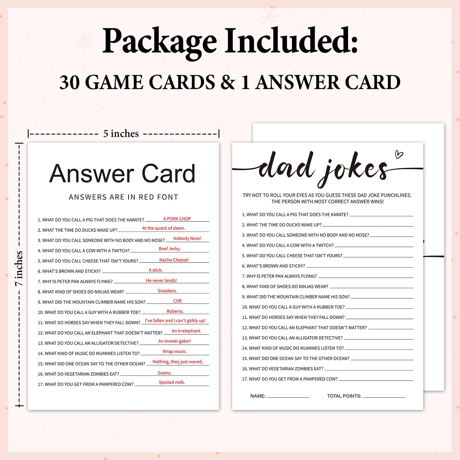 Baby Shower Game - Dad Jokes Game Cards For New Parents, New Mom & Dad Card, Gender Reveal Boy Or Girl, 30 Set Minimalist Baby Shower Party Supplies -08