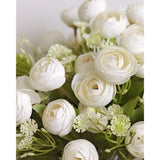 Artificial Ranunculus Flower White Silk Flowers Faux Diy Bouquet For Wedding Engagement Centerpieces Arrangements Bridal Shower Decorations Home Decor, White