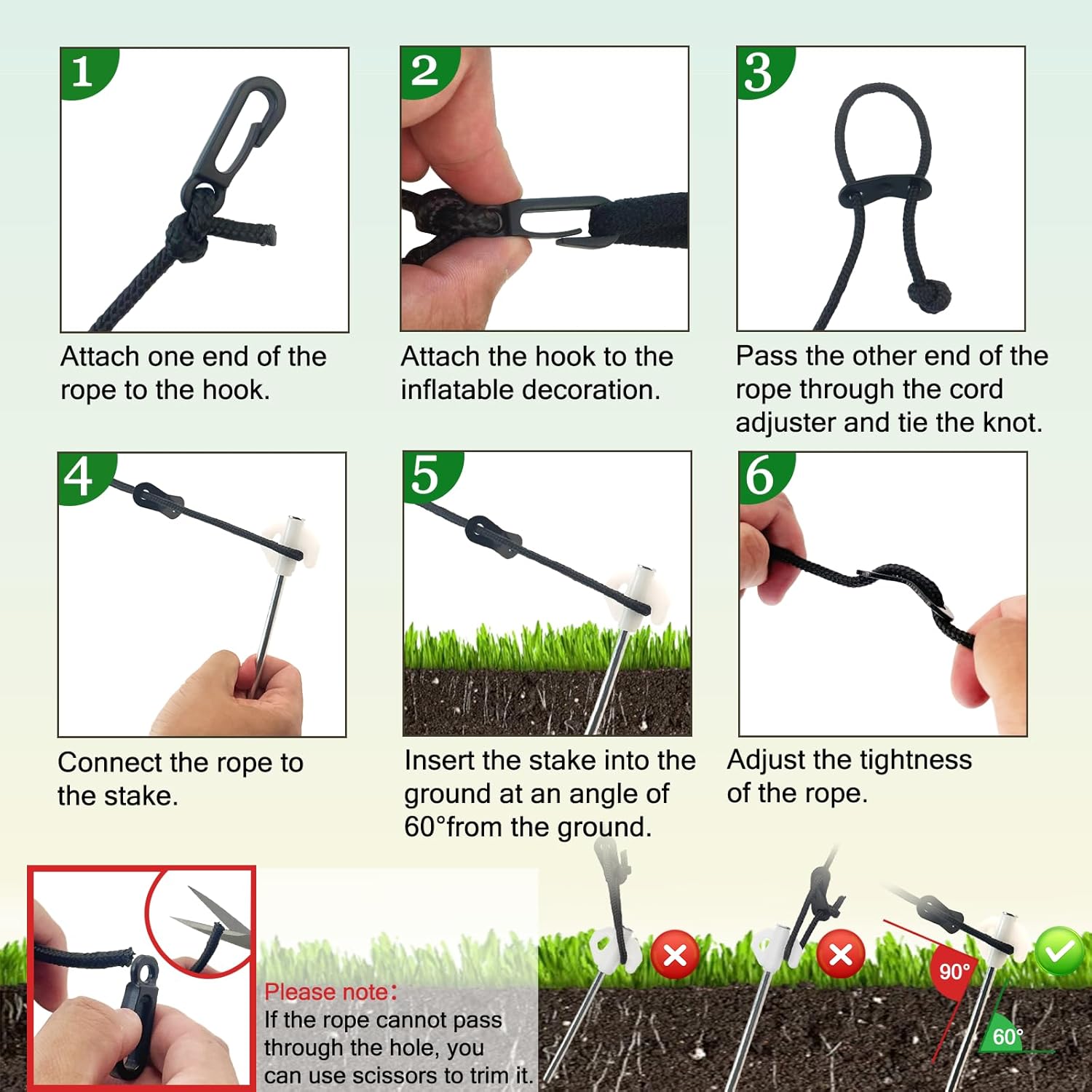 14 Pieces Halloween Metal Inflatable Stakes And Tethers Set, Heavy Duty Inflatable Stakes, Yard Ground Lawn Ground Stake
