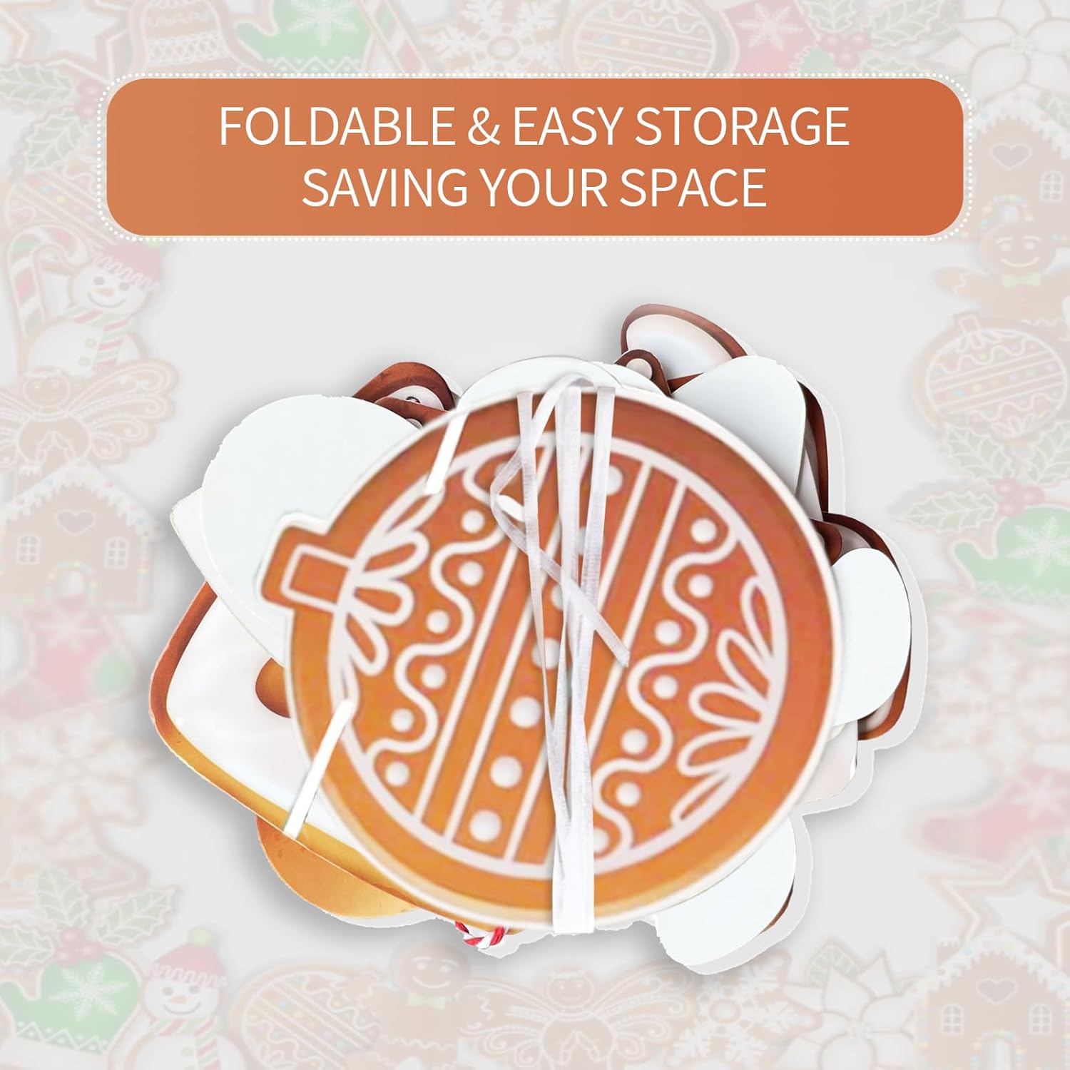 2 Pack Gingerbread Garland - Christmas Banner & Man Garland For Gingerbread Party Decor & Tree Decor