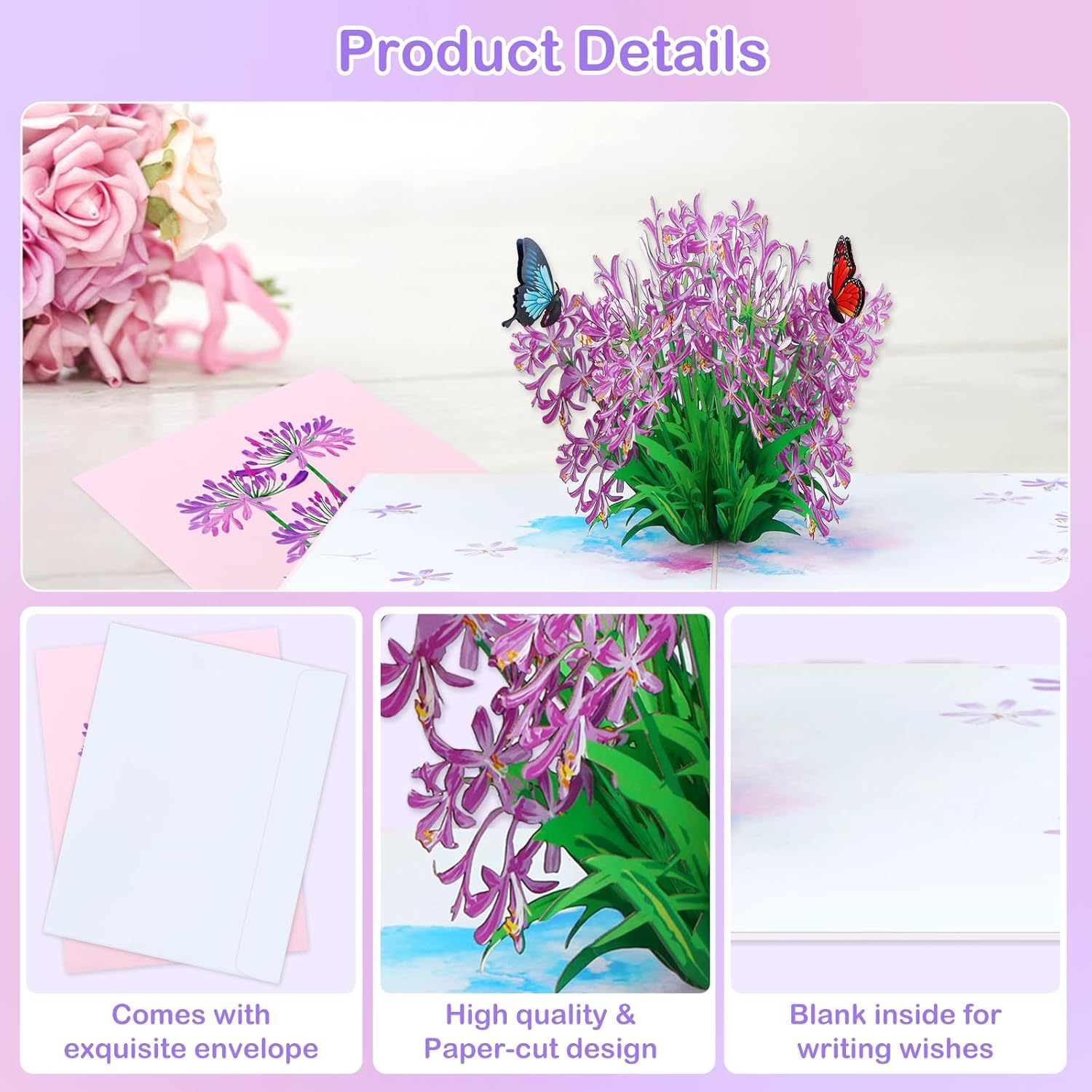 Flower Birthday Cards For Women - 3D Paper Flower Pop Up Card For Anniversary, Get Well, Thank You, Just Because, All Occasions, Gift For Mom Daughter Wife Grandma
