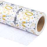 50Th Anniversary Wrapping Paper - Mini Roll - 17 Inch X 33 Feet - Gold 50Th Anniversary Design For Birthday, Party, Holiday