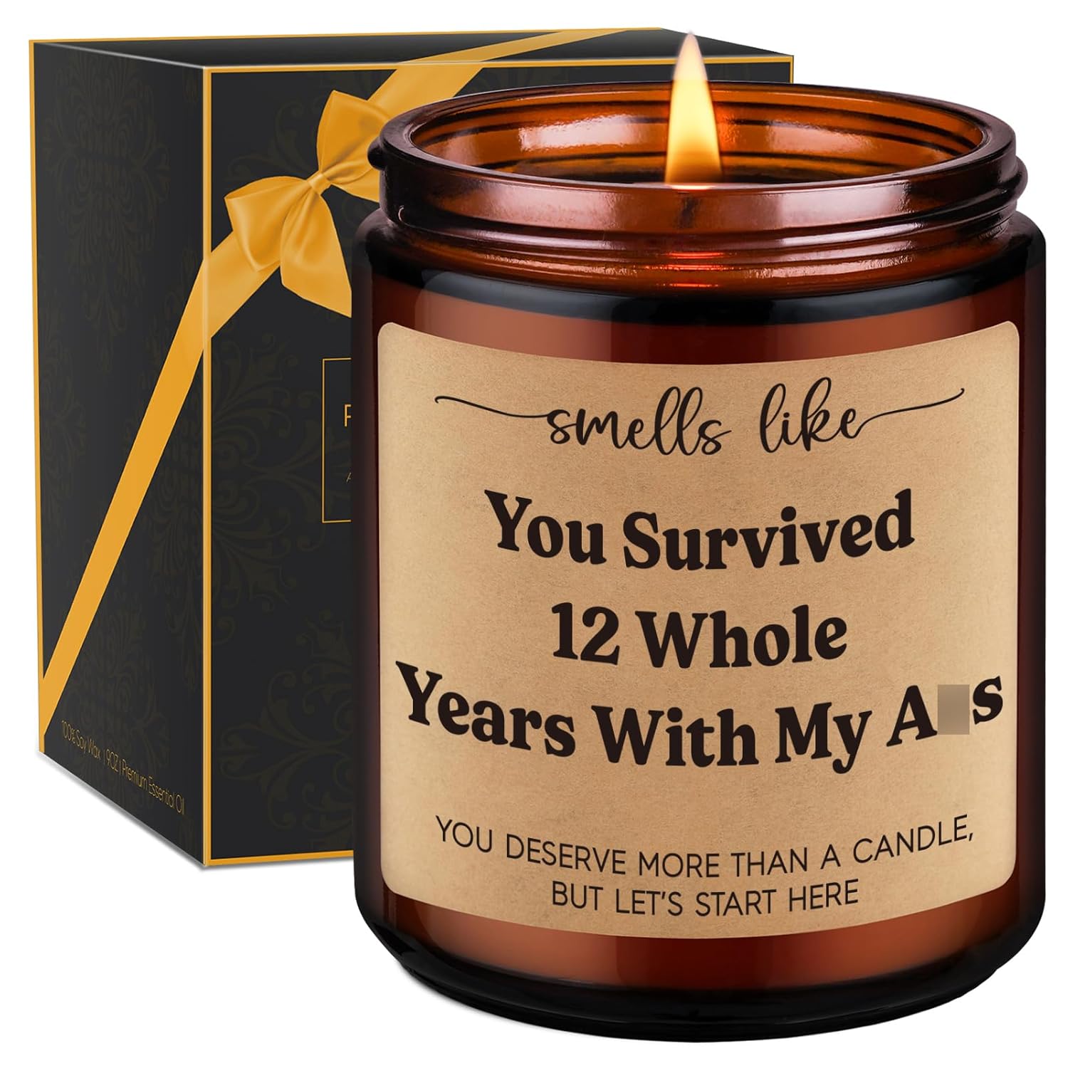 12Th Anniv. Candle - 12 Year Anniversary Candle Gifts For Her, Him - 12Th Anniversary Wedding Gifts For Wife, Husband, Couples - Happy Silk Anniv. Present For Men, Women, Girlfriend, Boyfriend