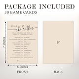 Would She Rather Game Cards For Bridal Shower - 30 Minimalism Khaki Wedding Party Games Game Cards, Engagement Party Game, Modern Bridal Shower Party Favor & Decorations - D02