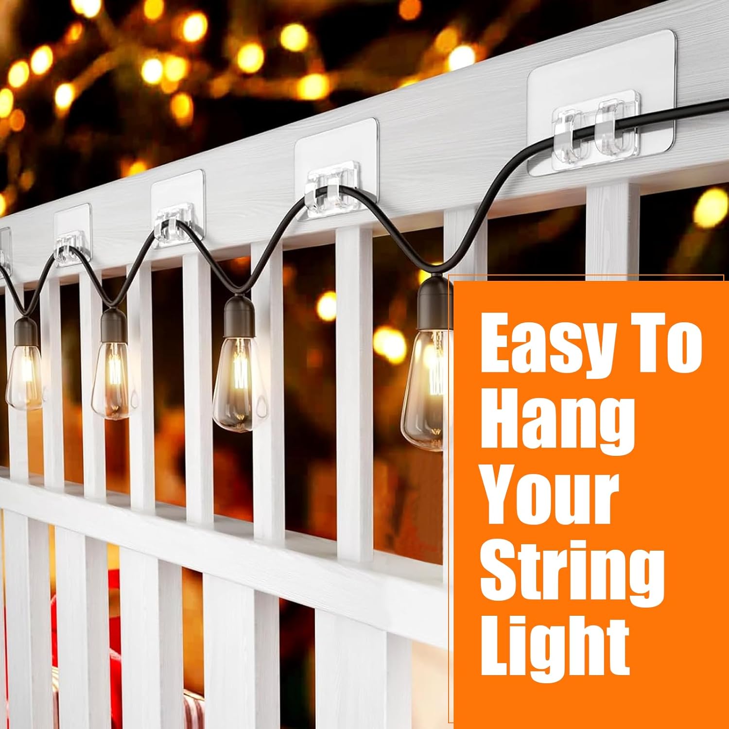 Christmas Light Clips For Outside, 100Pcs Outdoor String Light Hooks, Heavy Duty Uv-Resistant Sticky Cable Clips With Waterproof Adhesive Strips For Hanging Christmas Lights Holiday Decor
