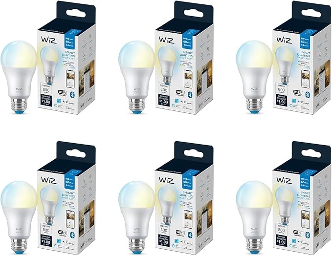 Matter Smart LED Light Bulb 60W Equivalent Tunable White Wi-Fi 6 Pack