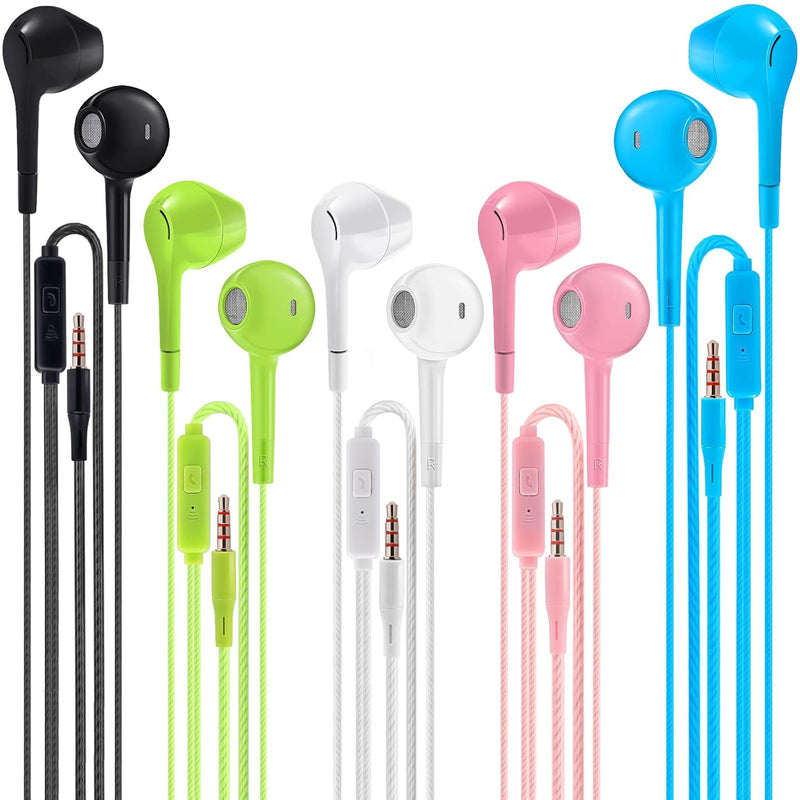 Earbuds Headphones With Microphone Pack Of 5, Noise Isolating Wired Earbuds, E