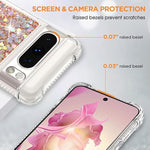 Pixel 9/9 Pro Glitter Case, Shockproof Clear TPU, Bling, Gold, for Women