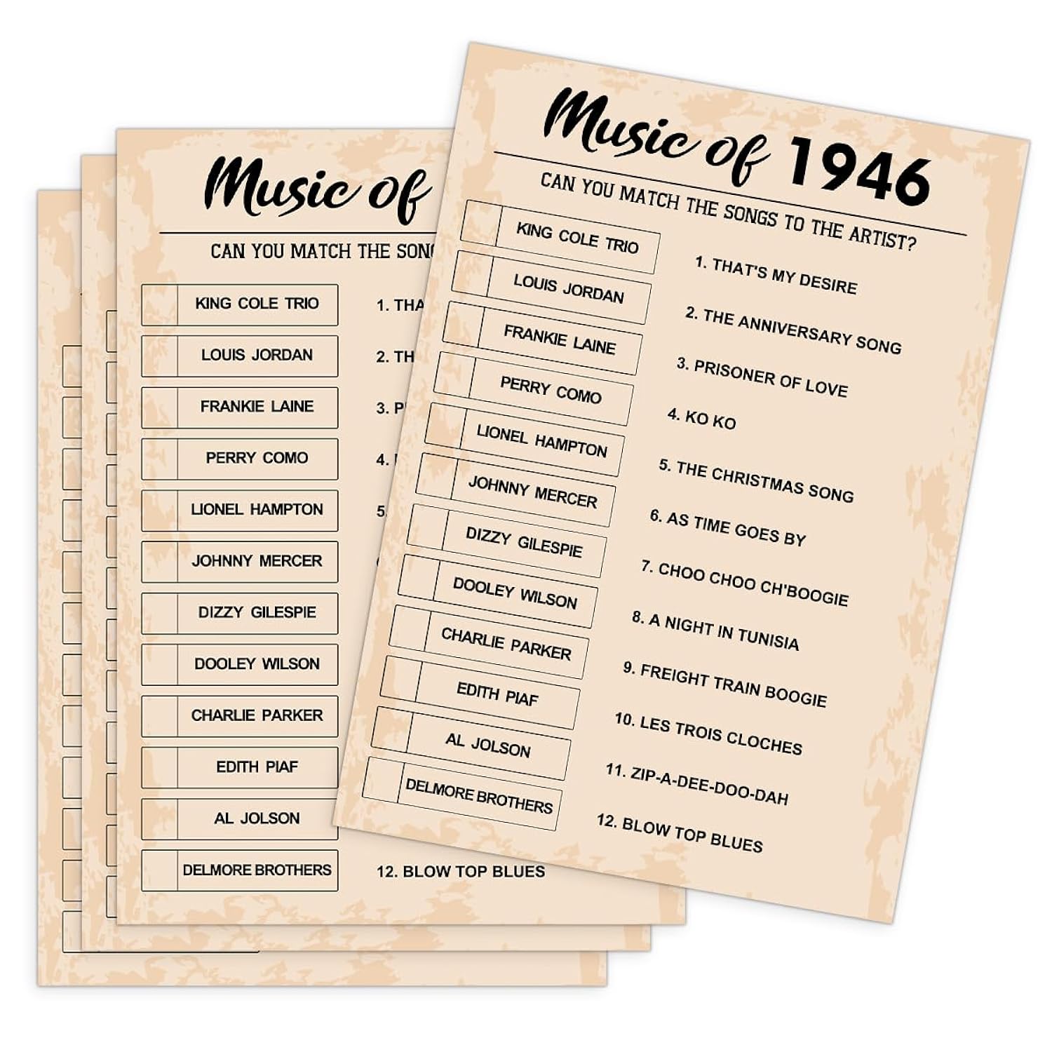 80Th Birthday Party Games, Music Of 1946 Games, Birthday Party Supplies For Adults, Fun 1946S Party Game?Pack Of 30 Cards