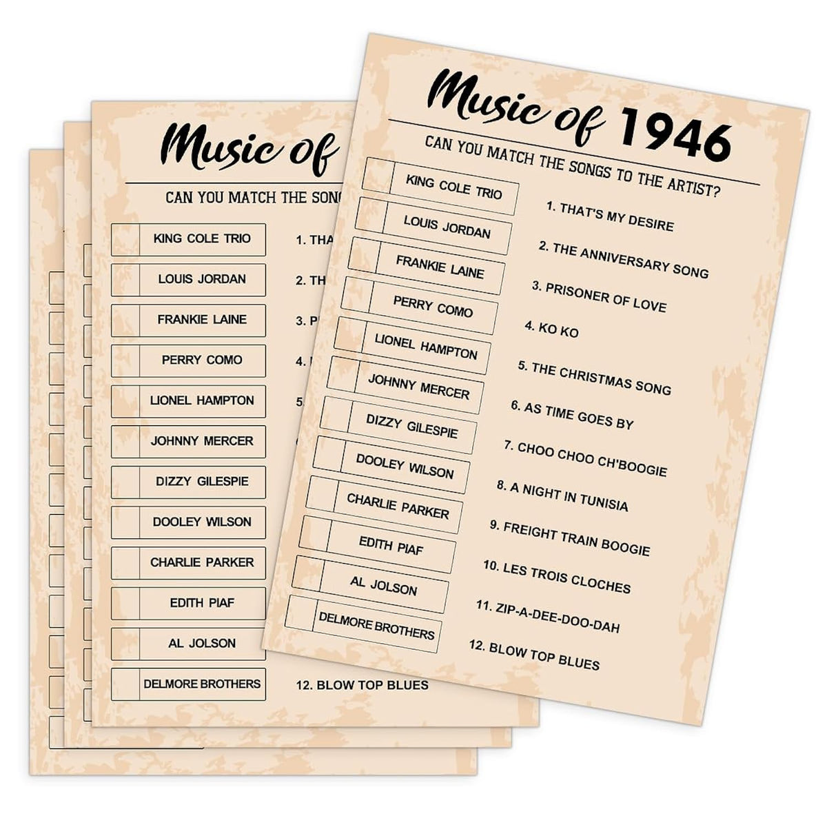 80Th Birthday Party Games, Music Of 1946 Games, Birthday Party Supplies For Adults, Fun 1946S Party Game?Pack Of 30 Cards
