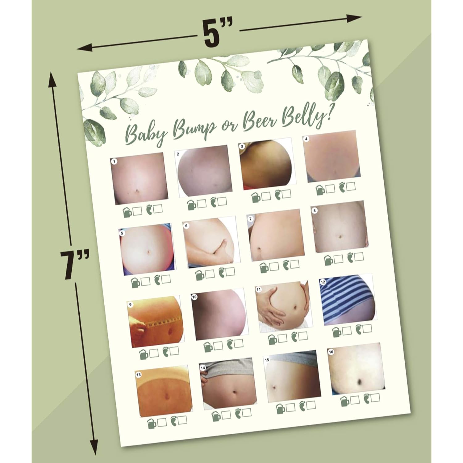 30 Beer Belly Or Pregnant Baby Bump Game Cards- Shower, Gender Reveal Or Bachlorette Party Supply Kit- Modern Neutral Ivory Card Design- An Easy, Fun Game For Men & Women!
