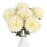 6Pcs Ivory Artificial Chrysanthemums Flowers 21.6’’ Large Faux Mums Bouquet Long Stem Fake Silk Flowers For Wedding Home Kitchen Party Garden Indoor Decoration(Ivory)