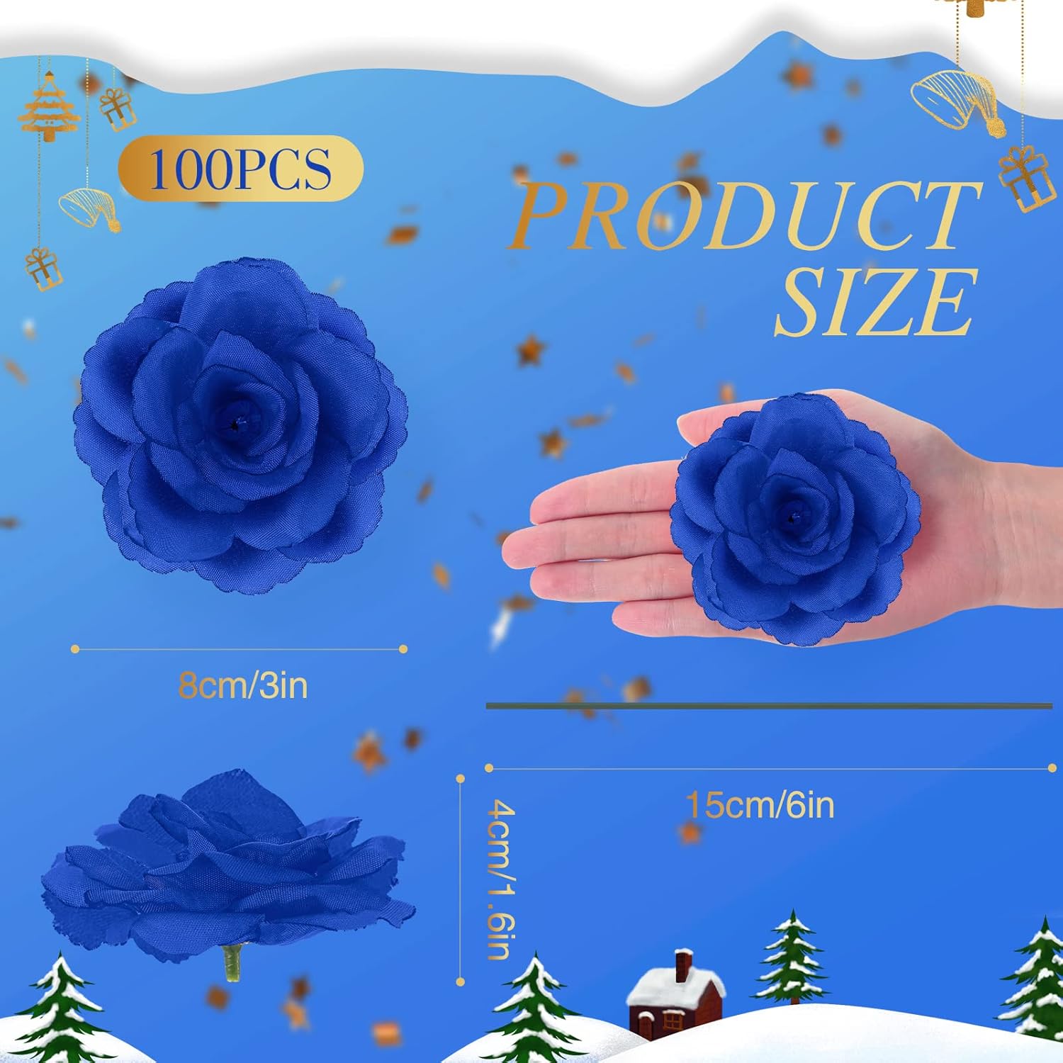 100 Pcs Artificial Flowers Fake Silk Roses Long Stem Rose Bouquet Wedding Party Home Decor For Diy Baby Shower Centerpieces Tables Home Decorations(Blue)
