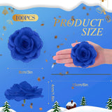 100 Pcs Artificial Flowers Fake Silk Roses Long Stem Rose Bouquet Wedding Party Home Decor For Diy Baby Shower Centerpieces Tables Home Decorations(Blue)
