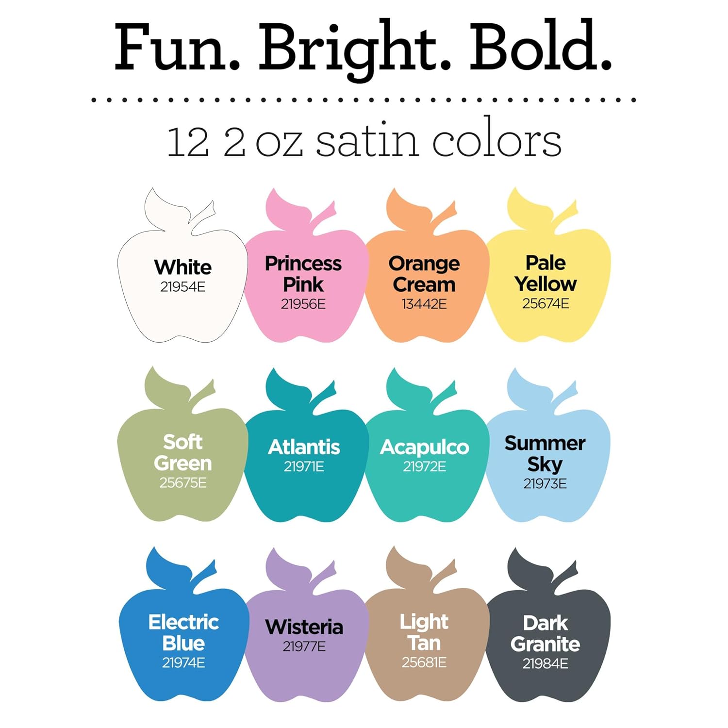 Apple Barrel, Ice Cream Inspired Colors, Multi-Surface Acrylic Craft Paint Set, Includes 12 Colors, Satin Finish