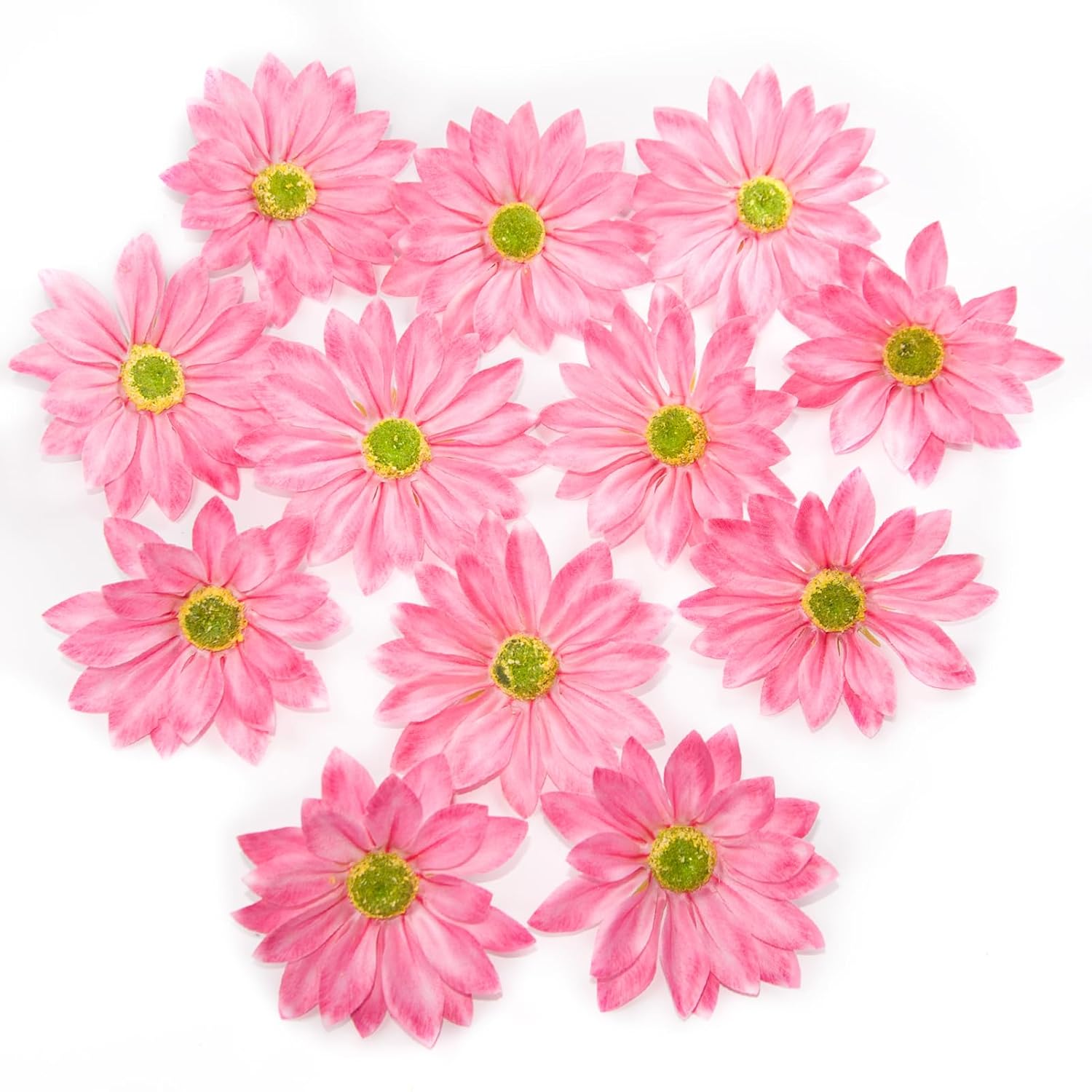 Silk Daisy Flower Heads, Pink Daisy Artificial Flower Head Bulk, 12 Pcs 3.5 Inch Fake Flowers Heads Gerbera Flowers Head For Craft, Easter Wedding, Diy Wreath, Party Decorations