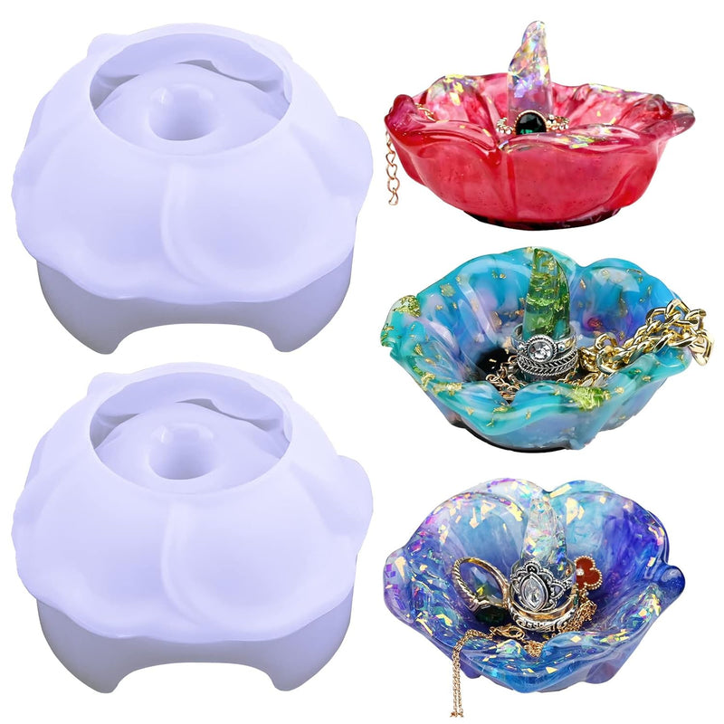 Ring Holder Resin Mold, 2Pcs Rose Ring Dish Silicone Molds For Epoxy Resin, Silicone Resin Molds For Diy Jewelry Holder Dish, Resin Crafts, Engagement Wedding Birthday Gifts